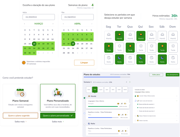 Tela do plano de estudos
