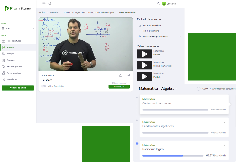 Tela do plano de estudos